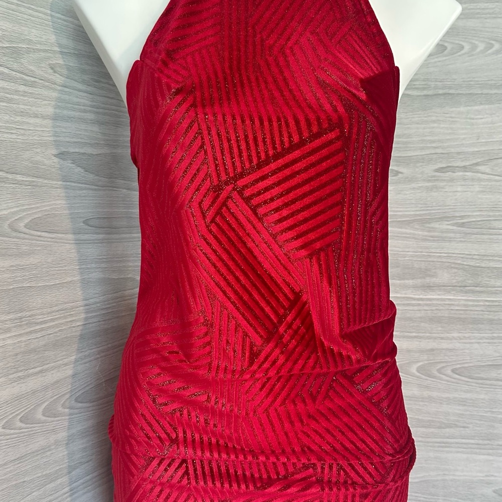 Elegant Red Halter Dress